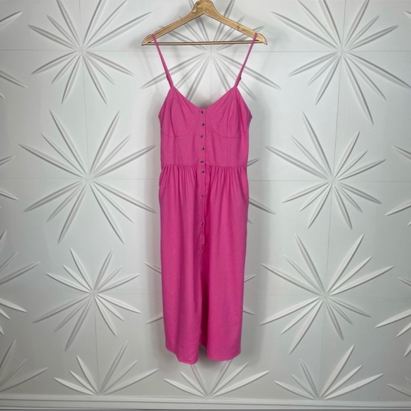 Rolla’s Eve Linen Dress In Magenta/Hot Pink - Picture 10 of 15